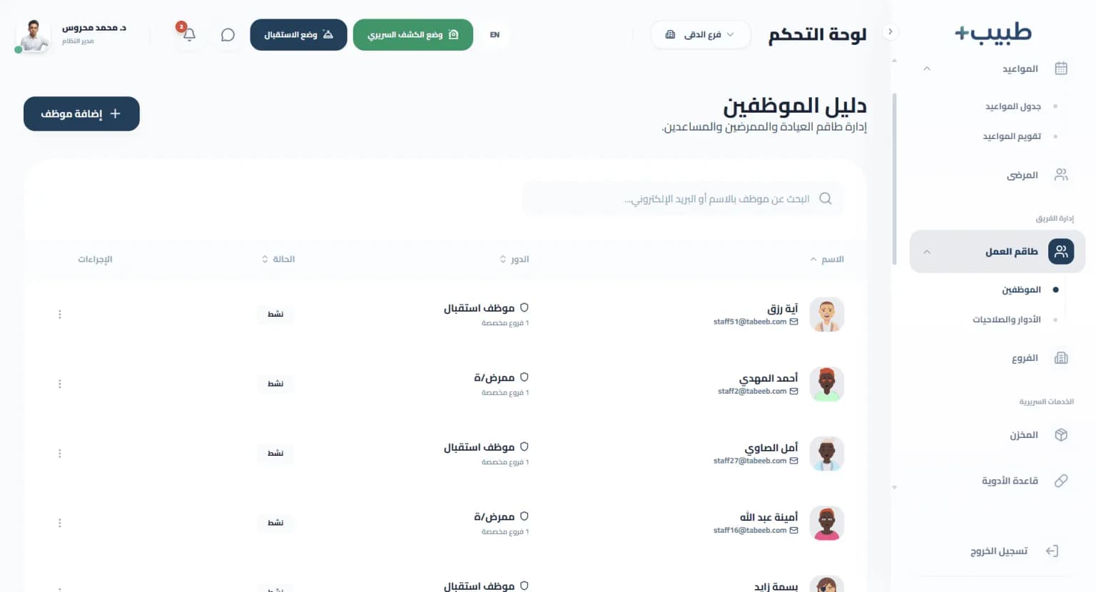 دليل إدارة الموظفين والطاقم الطبي